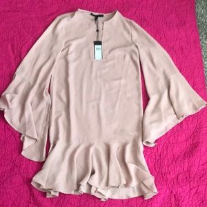 BCBGMaxAzria Blush Ruffle Midi Dress